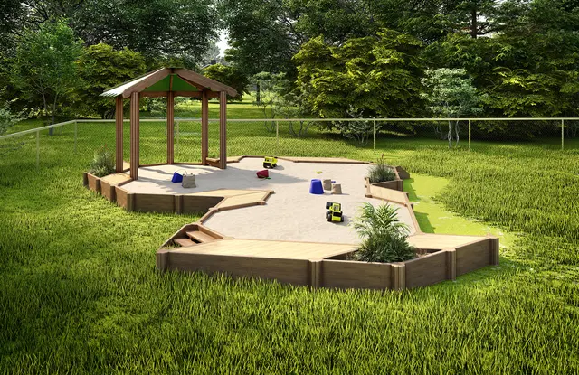 Flora Mojave sandkasse natur L796 x B737 x H255 cm 