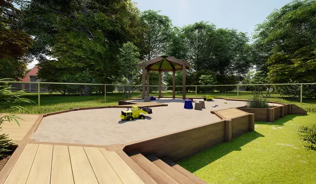 Flora Mojave sandkasse natur L796 x B737 x H255 cm 