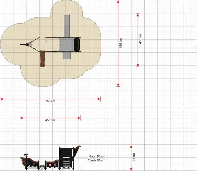 Nathalie, medium piratskip L466 x B406 x H191 cm 