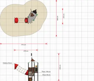 Helena tautunnel til XL piratskip L379 x B253 x H436 cm