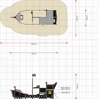 Elisabeth stort piratskip L727 x B246 x H380 cm