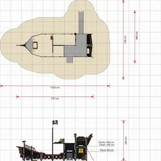 Victoria, stort piratskip L727 x B488 x H380 cm