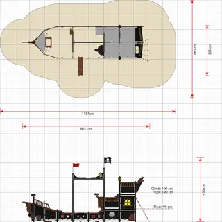 Olympia, ekstra stort piratskip L861 x B335 x H436 cm