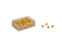 100 Golden Bead Units: Individual Beads Nylon (with hole)