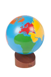 Globe of the continents coloured