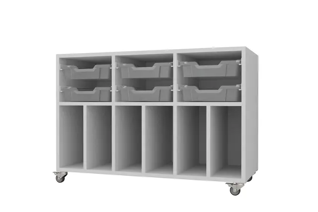 Moss skolereol 3+6 rom med skuffer Hvit, B105 x D46 x H72 cm 