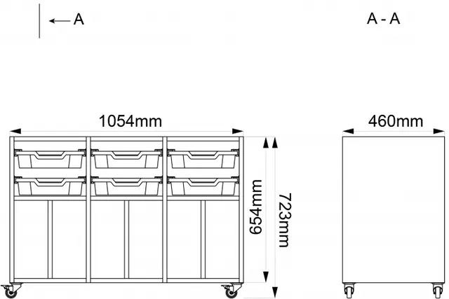 Moss skolereol 3+6 rom med skuffer Hvit, B105 x D46 x H72 cm 