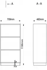 Moss skolereol med hyller B71 x D46 x H120 cm