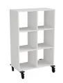 Stig reol 6 rom st&#229;ende &#229;pen hvit Med hjul, B81 x D40 x H130 cm