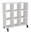 Stig reol 9 rom &#229;pen hvit Med hjul, B120 x D40 x H130 cm