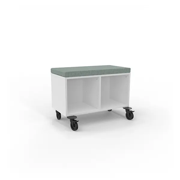 Stig reol 2 rom liggende hvit Med hjul, B81 x D40 x H53 cm 