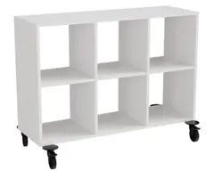 Stig reol 6 rom liggende &#229;pen hvit Med hjul