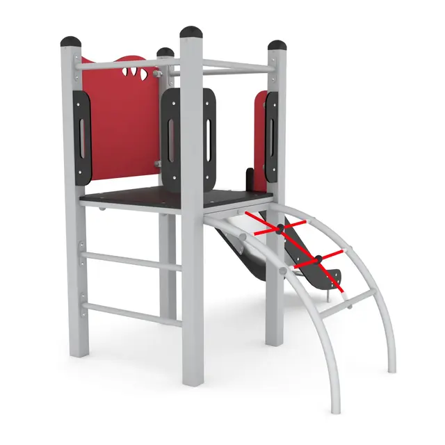 Steel klatrestativ med sklie L209 x B162 x H176 cm 