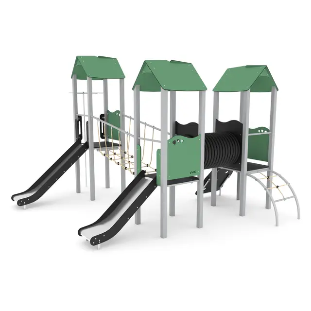 Steel lekeapparat med tre tårn L440 x B470 x H321 cm 