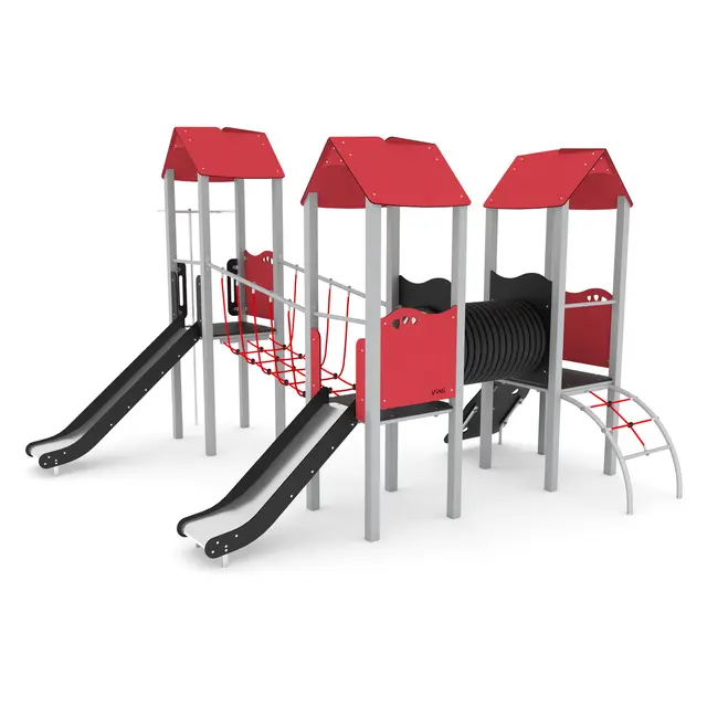 Steel lekeapparat med tre tårn L440 x B470 x H321 cm 