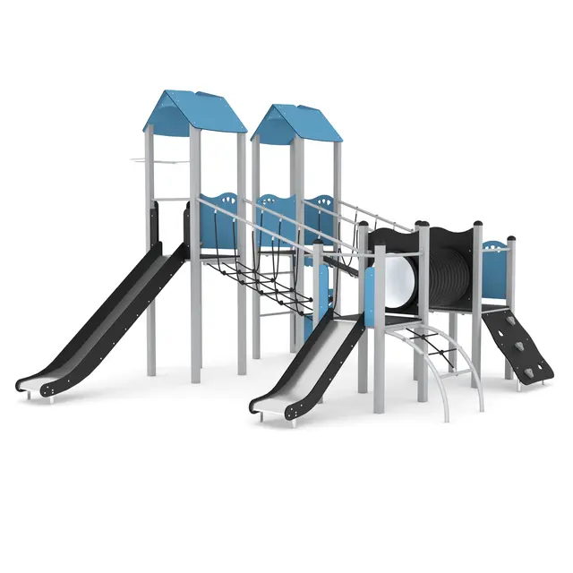 Steel lekeapparat med to tårn L495 x B470 x H351 cm 