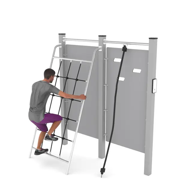 Workout klatrevegg med tau og nett 