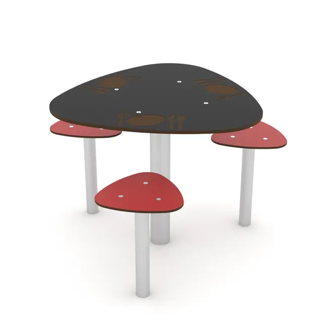 Solo lekebord med tre seter L94 x B87 x H<60 cm 