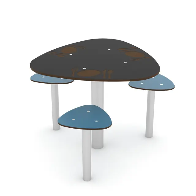 Solo lekebord med tre seter L94 x B87 x H<60 cm 