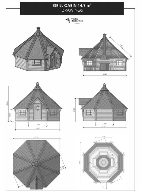 Grillhytte 14,9 lukket L430 x B430 x H333 cm 