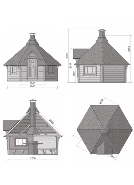 Grillhytte 9,2 lukket L376 x B326 x H306 cm 