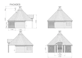 Grillhytte 14,9 åpen L435 x B442 x H358 cm